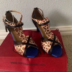 Leopard Print Heels with Blue Accent